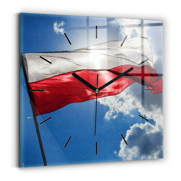 Négyzet alakú üvegóra 30x30 Lengyel zászló az égen