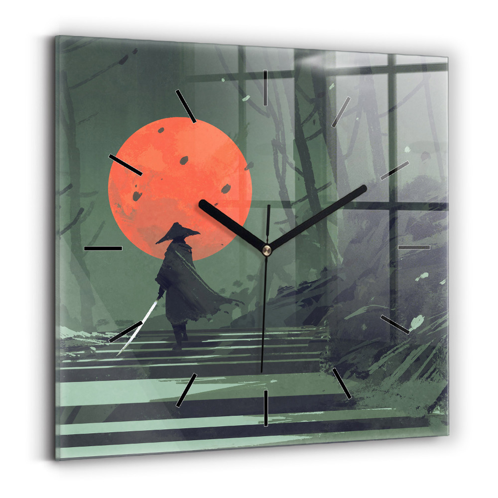 Szögletes üvegóra 30x30 Szamuráj az erdőben