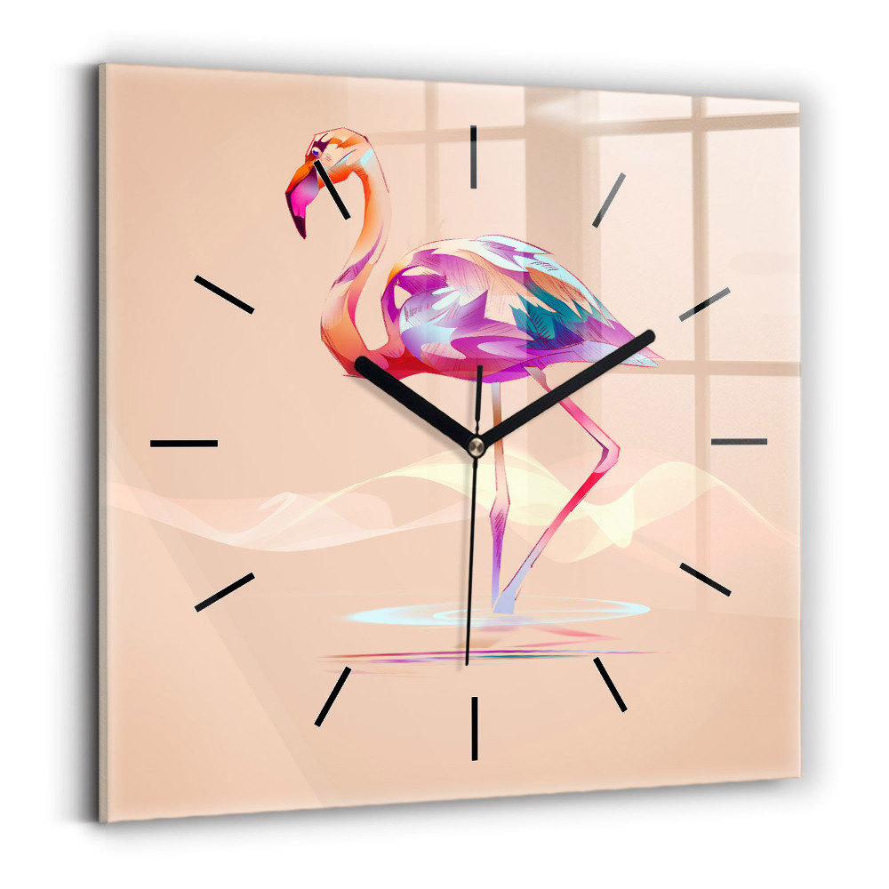 Szögletes fali üvegóra 30x30 Flamingo illusztráció