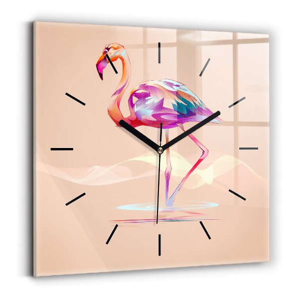 Szögletes fali üvegóra 30x30 Flamingo illusztráció