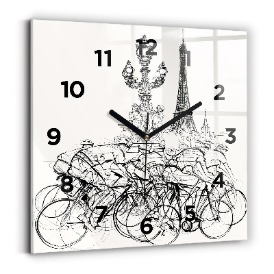 Szögletes üvegóra 30x30 Kerékpáros verseny rajz