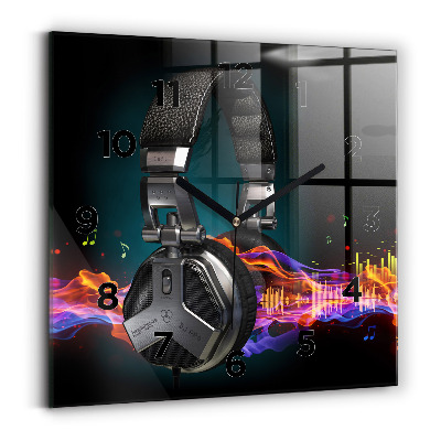 Szögletes üvegóra 30x30 Fejhallgató és hanghullámok