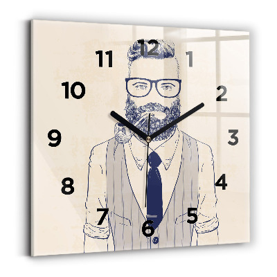 Szögletes üvegóra 30x30 Szakállas férfi