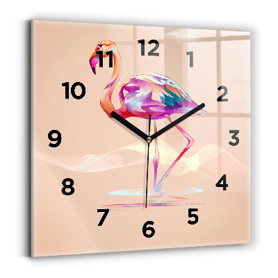 Szögletes fali üvegóra 30x30 Flamingo illusztráció