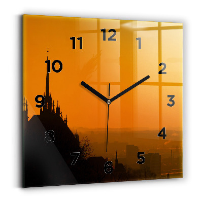 Szögletes üvegóra 30x30 Kilátás a brünni katedrálisra