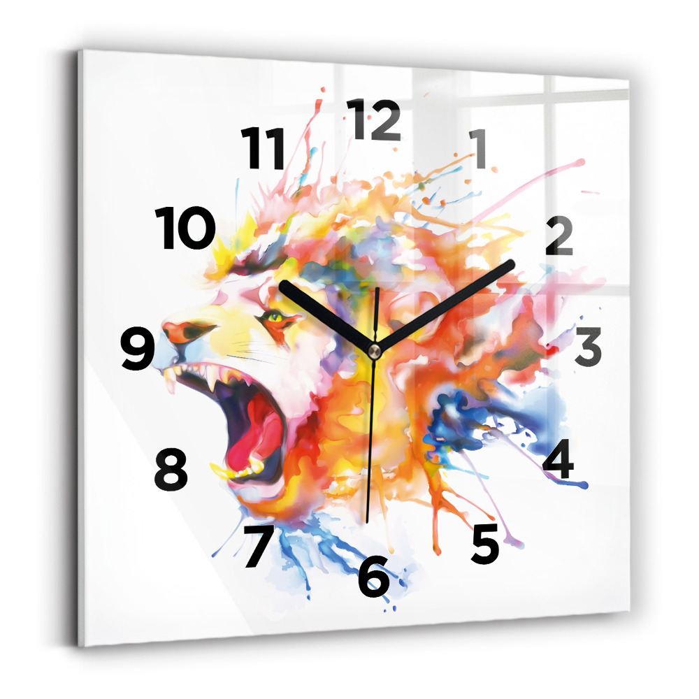 Szögletes üvegóra 30x30 Oroszlán – akvarell