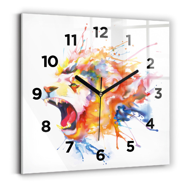 Szögletes üvegóra 30x30 Oroszlán – akvarell