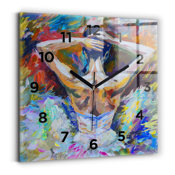 Szögletes fali üvegóra 30x30 Festett balerina