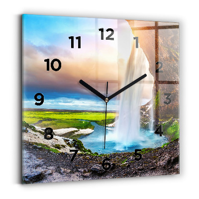 Négyzetes üvegóra 30x30 Vízesés Izlandon