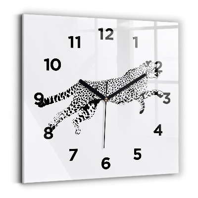 Négyzetes üvegóra 30x30 Párduc sziluett