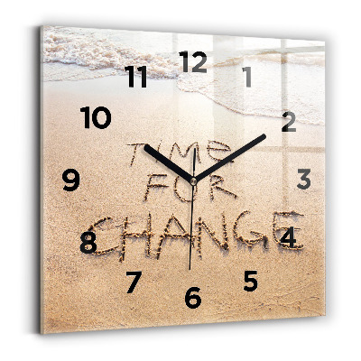 Szögletes üvegóra 30x30 Beach idézet