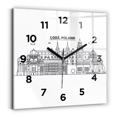 Négyzet alakú üvegóra 30x30 Łódź építészeti panoráma