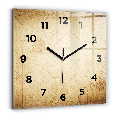 Szögletes fali üvegóra 30x30 Régi világtérkép