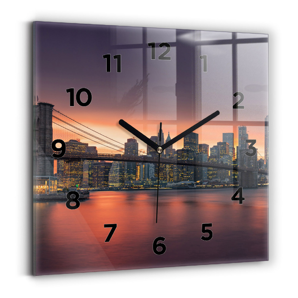 Szögletes üvegóra 30x30 New York East River