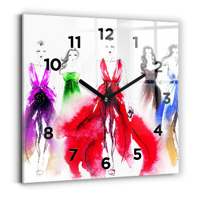 Szögletes üvegóra 30x30 Nők színes ruhákban