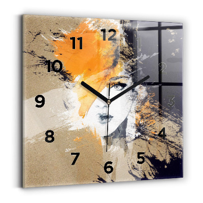 Szögletes fali üvegóra 30x30 Absztrakt nő portréja