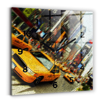 Szögletes fali üvegóra 30x30 New York-i taxik
