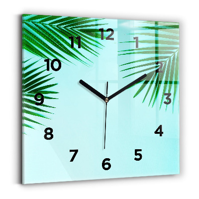 Négyzetes üvegóra 30x30 Zöld pálmafák