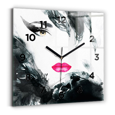 Négyzet alakú üvegóra 30x30 Vörös ajkak nő portréja