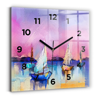 Szögletes üvegóra 30x30 Tengeri tájkép