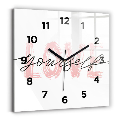 Négyzetes üvegóra 30x30 Szeresd magad felirat