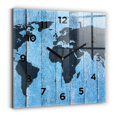 Szögletes fali üvegóra 30x30 Világtérkép táblákon