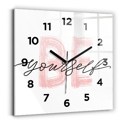 Négyzetes üvegóra 30x30 A Légy önmagad felirat