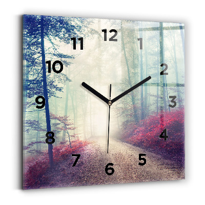 Szögletes üvegóra 30x30 Őszi út erdei köd