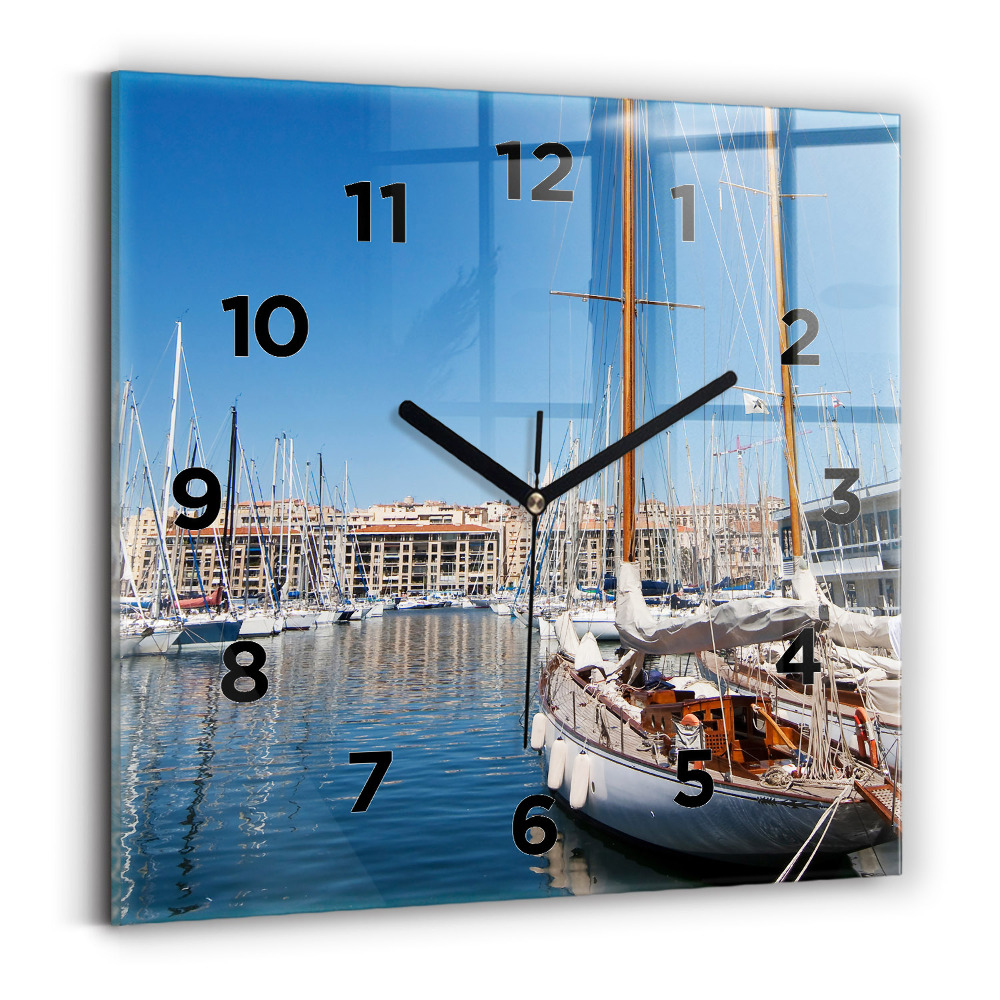 Négyzetes üvegóra 30x30 Marina Marseille Franciaországban