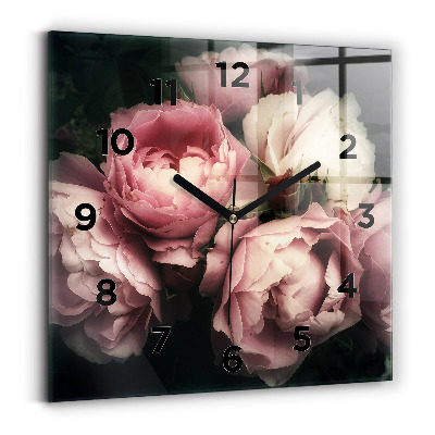 Szögletes fali üvegóra 30x30 Rózsaszín rózsa csokor