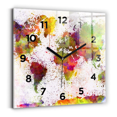 Szögletes üvegóra 30x30 Akvarell világtérkép