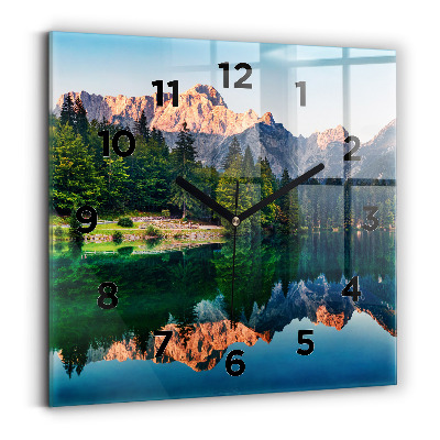 Négyzetes üvegóra 30x30 Tó táj