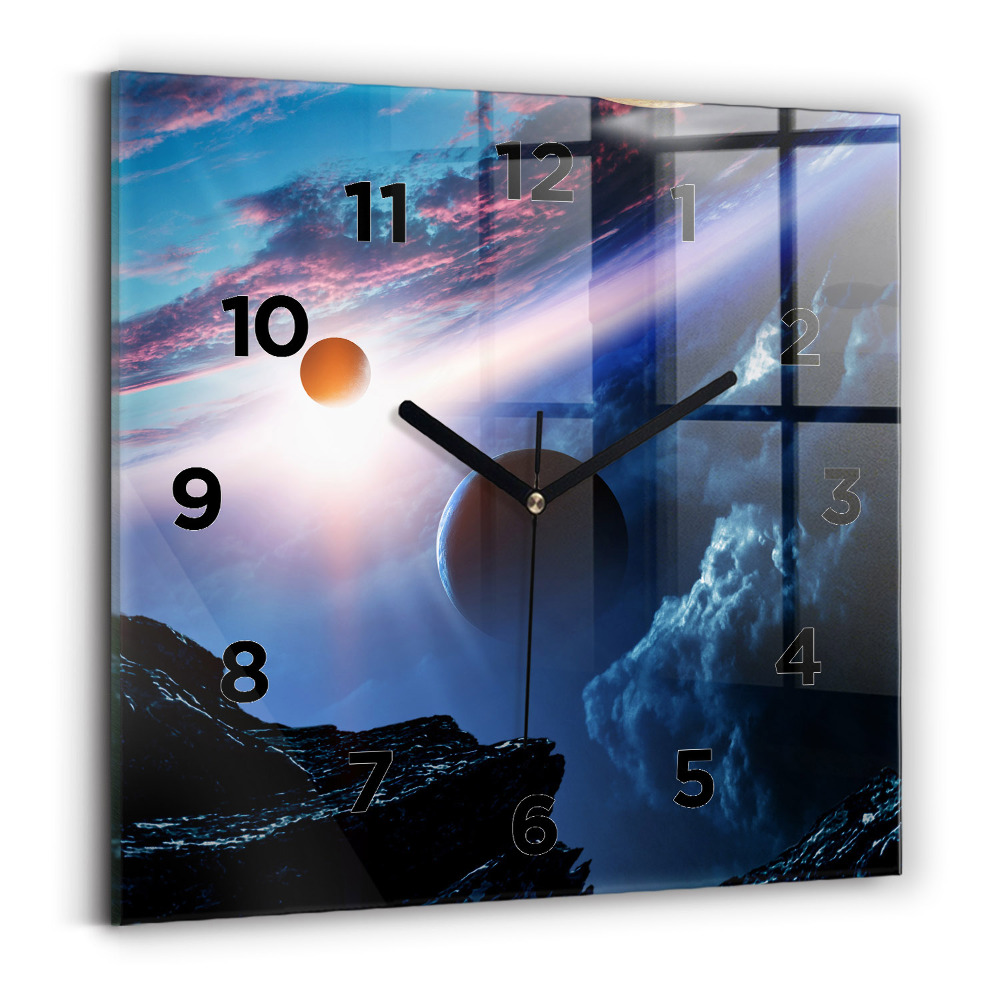 Szögletes üvegóra 30x30 Nagy galaxis