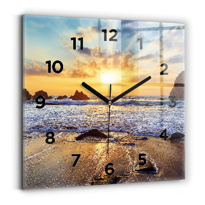 Négyzet alakú üvegóra 30x30 Naplemente a tengerparton