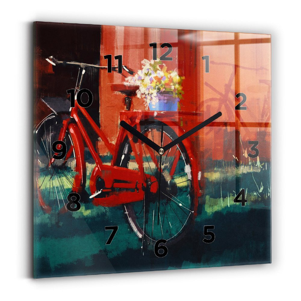 Négyzet alakú üvegóra 30x30 Festett kerékpár