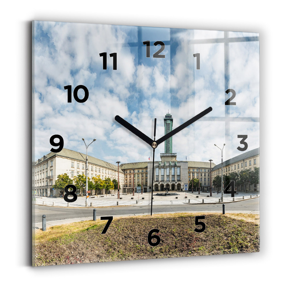 Négyzetes üvegóra 30x30 Panoráma Ostrava városára