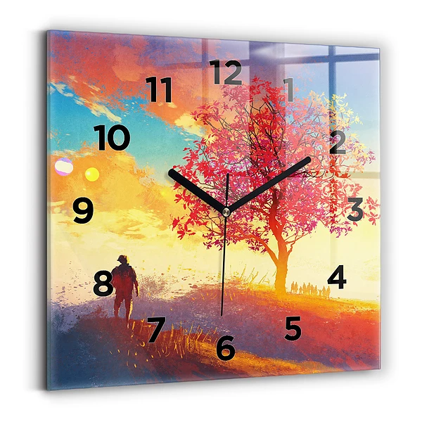 Szögletes fali üvegóra 30x30 Őszi táj