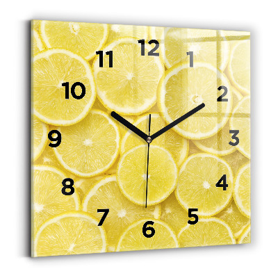 Négyzet alakú üvegóra 30x30 Citrom szelet