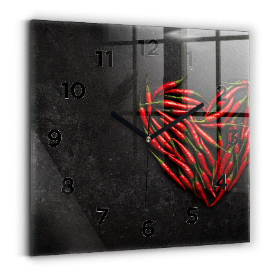 Szögletes üvegóra 30x30 Paprikából készült szív