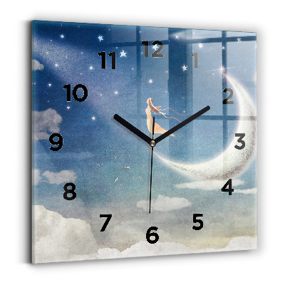 Szögletes fali üvegóra 30x30 Lány a Holdon