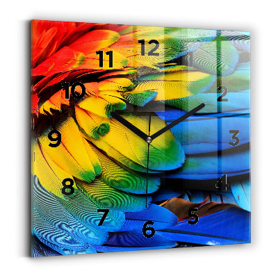 Szögletes üvegóra 30x30 Színes madárszárnyak