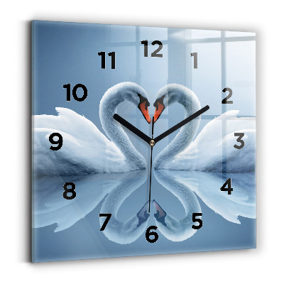 Négyzetes üvegóra 30x30 Hattyú a szívben