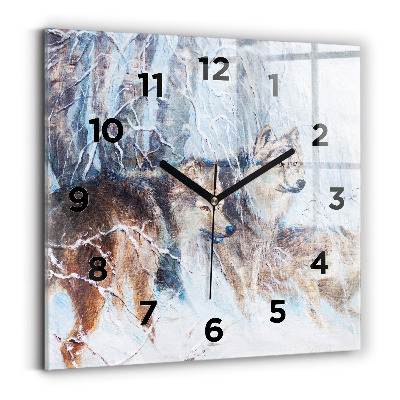 Szögletes üvegóra 30x30 Farkasok az erdőben