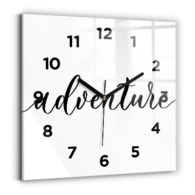 Négyzetes üvegóra 30x30 Kaland felirat