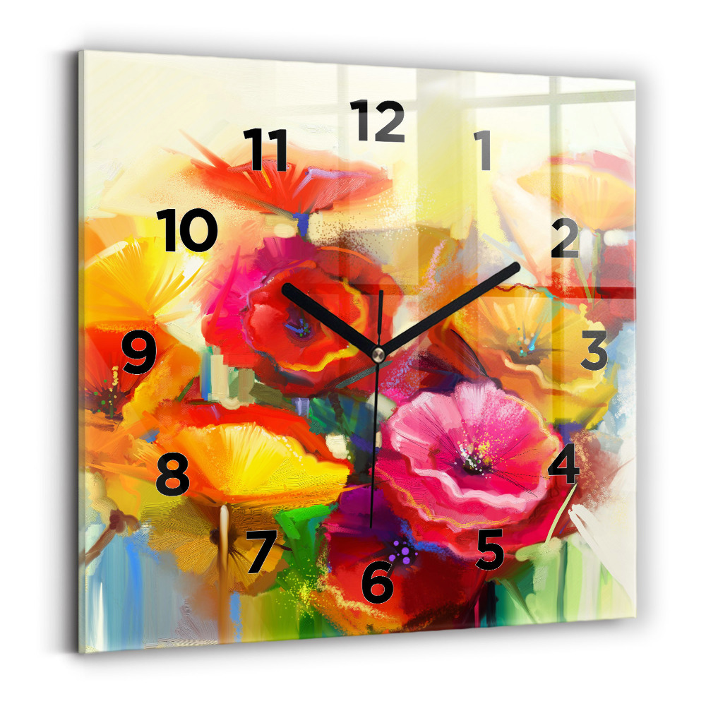Szögletes fali üvegóra 30x30 Színes pipacsok