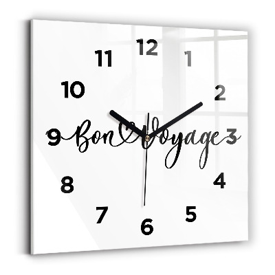 Négyzet alakú üvegóra 30x30 Bon voyage felirat