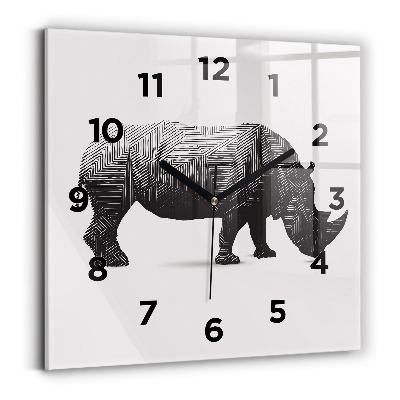 Négyzet alakú üvegóra 30x30 Orrszarvú line art