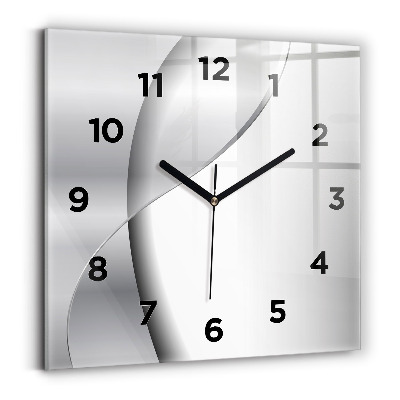 Szögletes üvegóra 30x30 Ezüst absztrakció