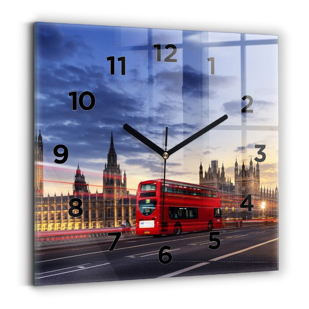 Négyzet alakú üvegóra 30x30 Vörös londoni busz