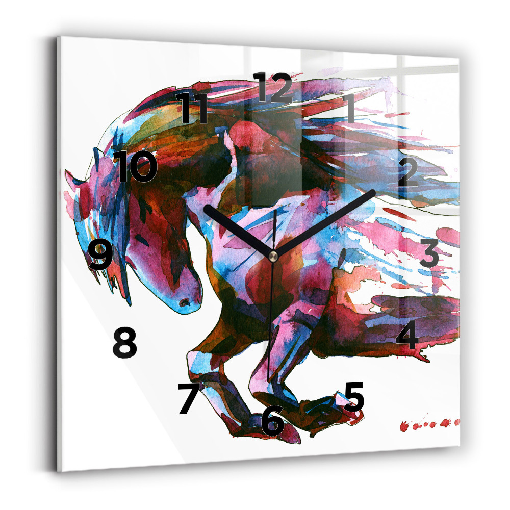Szögletes fali üvegóra 30x30 Ló futásban
